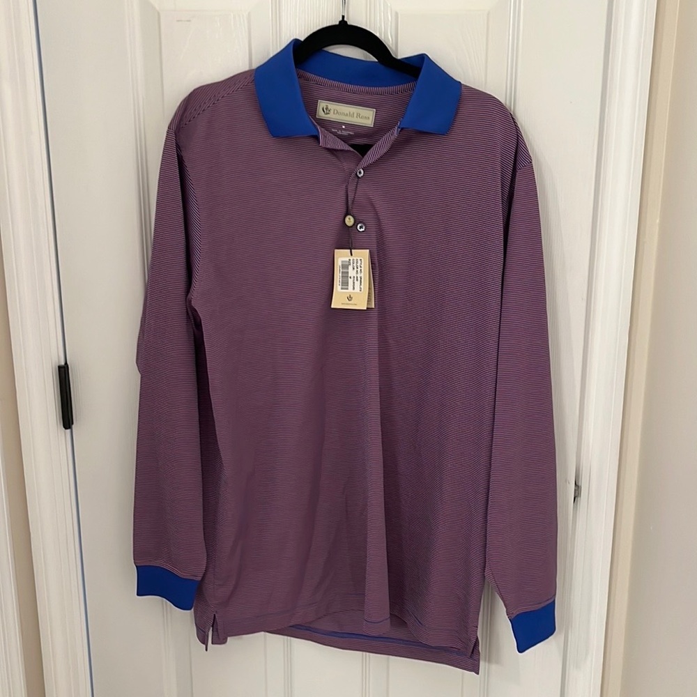 NWT MENS DONALD ROSS LONG SLEEVE GOLF SHIRT M
